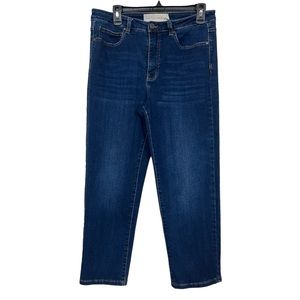 Soft Surroundings Ultimate Straight Cropped High Rise Dark Wash Jeans Size 12